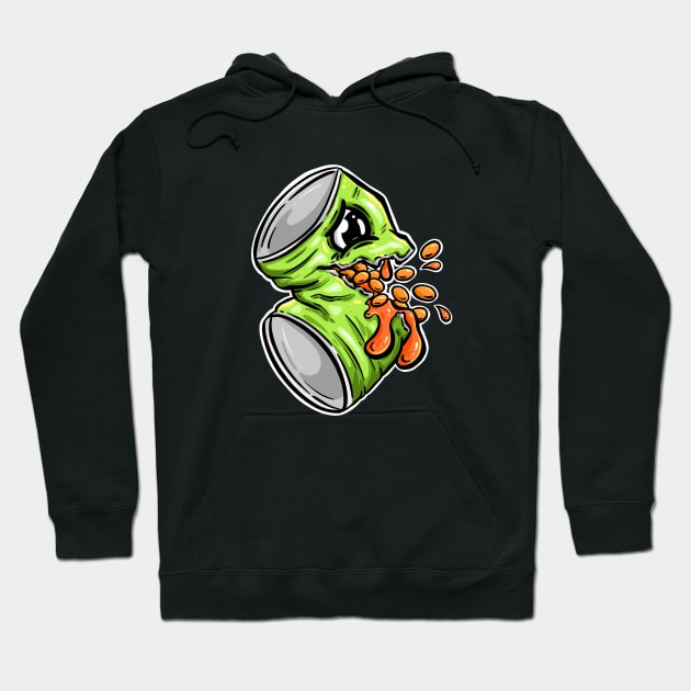 Baked Beans Split Can Cartoon Character Hoodie by Squeeb Creative